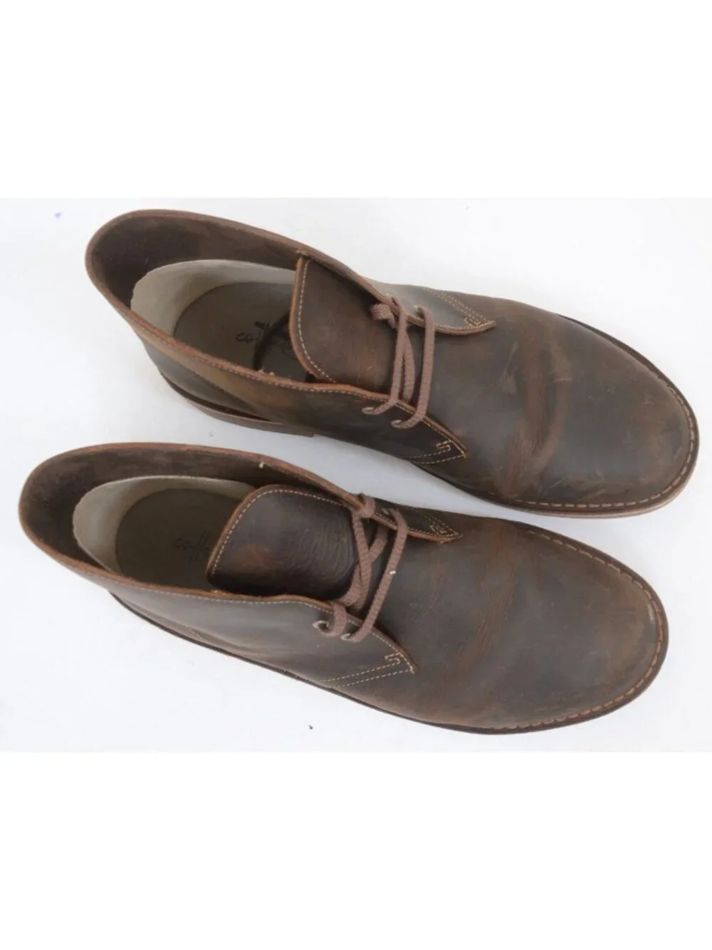 NEW Clarks Shepton Mens 10.5 WIDE Leather Lace-Up Comfort Chukka Boot Preppy